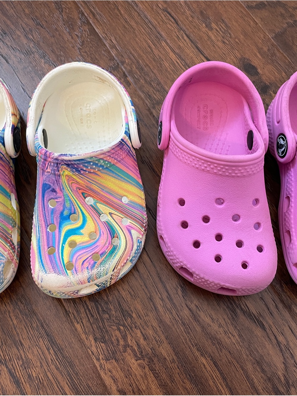 CROCS Kids Classic Clog Trio — Pink and Multicolor Swirl